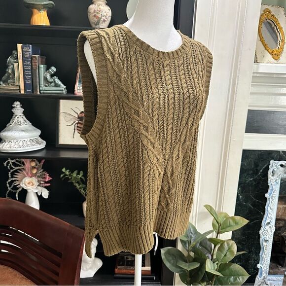 Rachel Zoe Olive Green Sweater Vest Size L - Picture 3 of 9
